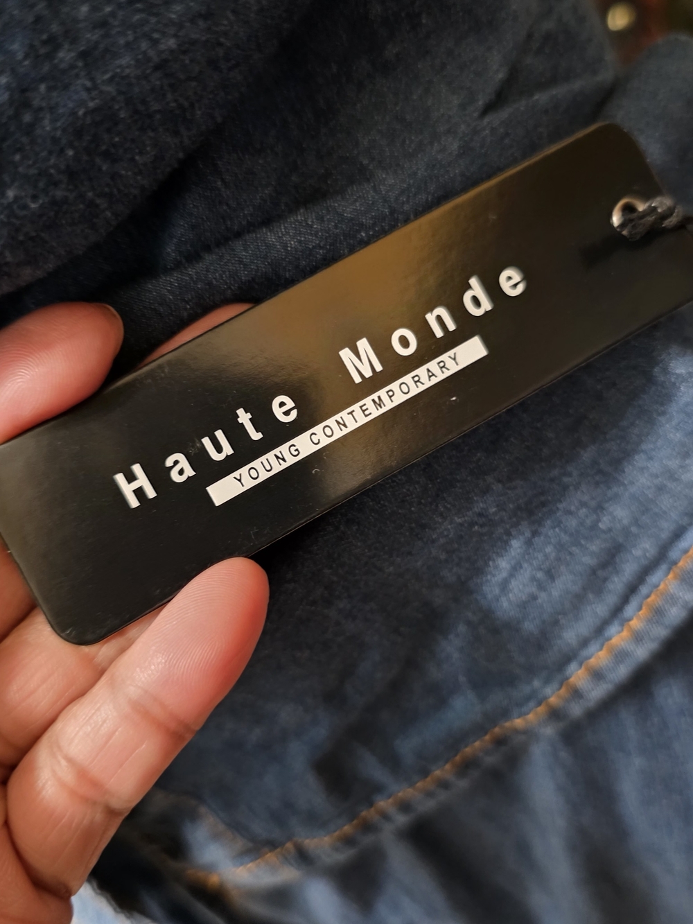 Haute Monde Denim Sleeveless Wide-Leg Pants & Top Set - Picture 6 of 7